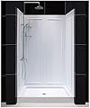 DreamLine 36 in. D x 48 in. W x 76 3/4 in. H Center Drain Acrylic Shower Base and QWALL-5 Backwall Kit In White, DL-6193C-01