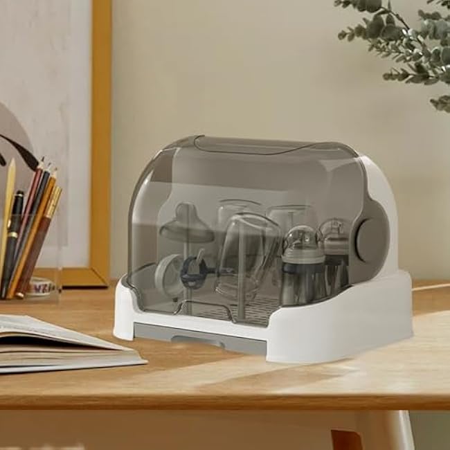 Toddler Bottles Storage Box,Portable Bottle Storage with Cover - Good Sealing Protection Durable Countertop Rack for Bottles Teats Cups