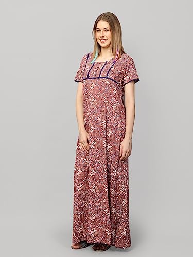 Image of Evolove Women's Viscose Liva Long Maxi Night Gown Nighty Dress with Pocket, Super Soft Comfortable (LNG-Rayon)