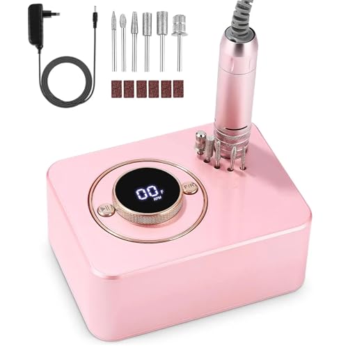 VOLTIX Fresa para uñas profesional 40 W, 35000 rpm, lima eléctrica con pantalla LCD y alimentación USB, taladro silencioso para manicura y pedicura, apto para uñas acrílicas y geles