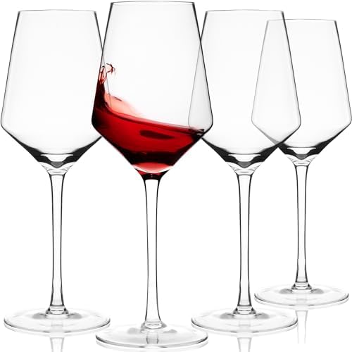 Wine Glasses Set of 4 15oz Elegant Wine Glass Gift Set Modern Long Stem Crystal