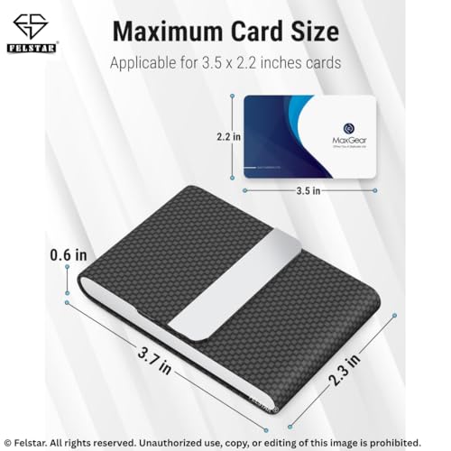 Image of FELSTAR Pu Leather & Metal Business Card Holder /Credit /Visiting Men and Women Corporate Gift (S Black)