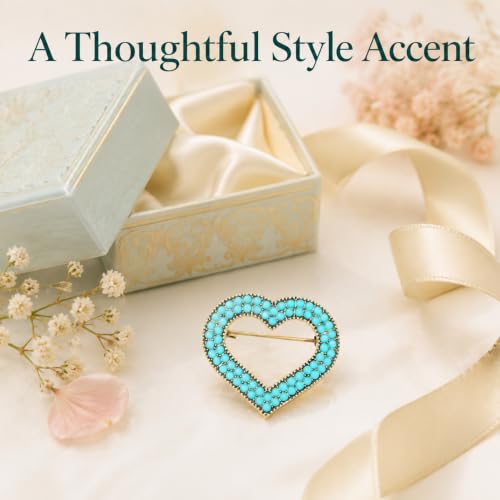 Image of Turquoise West Cowboy Oval Tear Drop Brooch Pin for Women Retro Brooches Pins Classic Fashion Jewelry Accessories Gift