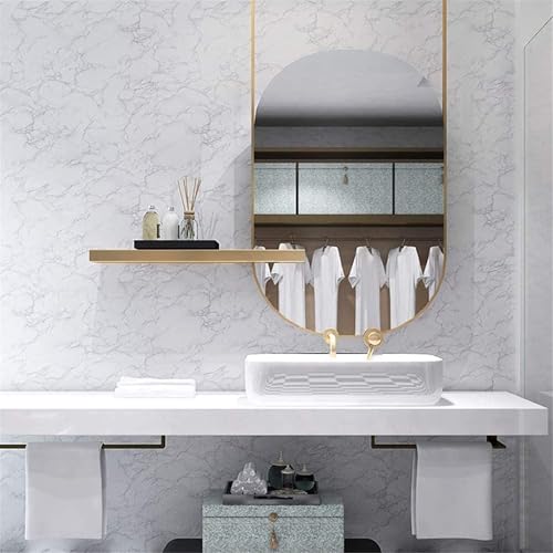 Image of GLUN Marble Wallpaper Furniture Sticker (45 x 100 cm) Kitchen Counter, Cabinet Makeover, Almirah, Plastic & Wooden Tabletop, Wardrobe, PVC DIY Self Adhesive, Beige Decorative Wallpaper (White, 3)