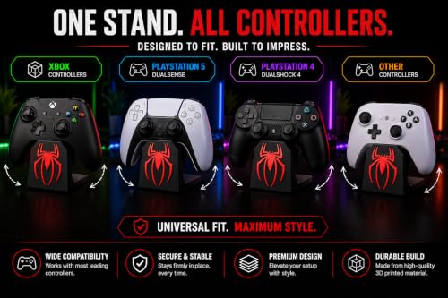 Image of Item Name: Gaming Controller Stand - Universal Display Holder for PS5, Xbox & Switch Controllers | Spider-Themed Design | Desk Organizer for Gamers
