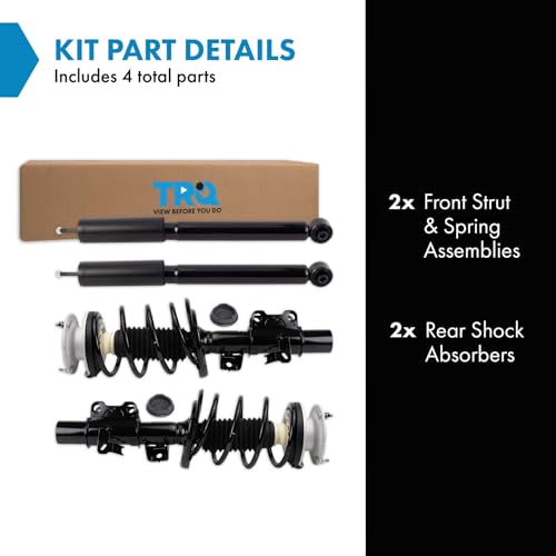 Image of TRQ Front and Rear Complete Strut Assembly & Shock Absorber Kit Complete Strut & Coil Spring Assembly Compatible with 2013-2019 Cadillac ATS Rear Wheel Drive