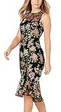 Calvin Klein Women's Flounce Hem Sheath Dress, Black Multi 3, 12