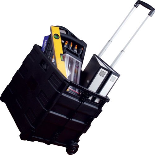 35KG FOLDING SHOPPING TROLLEY OPSLAG BOOT CART BOX CRATE CAR VAN CAMPING ZWART