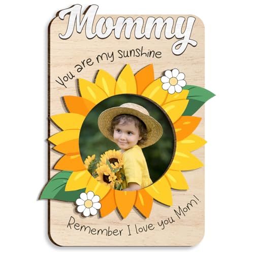 2026 Custom Mothers Day Magnets Refrigerator - Personalized Mothers Day Birthday Gifts for Mom, Gigi, Nana, You Are My Sunshine Gift for Mother in Law, Wooden Sunflower Magnet Photo Frames for Fridge