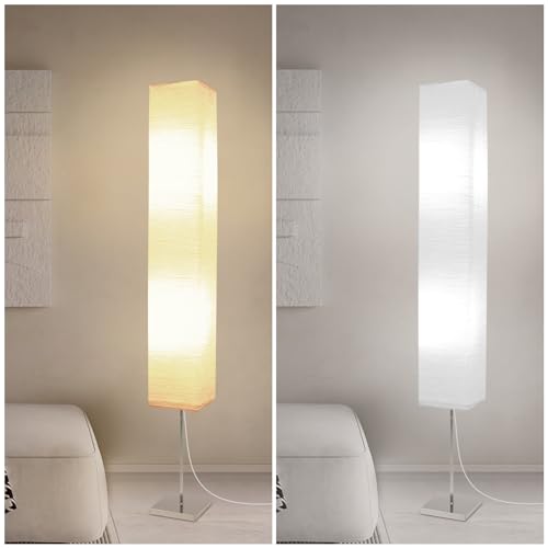HonoDing CX00015 59 Inches Tall Living Room Paper Lamp with White Paper Shade and Chrome Base, On/Off Foot Switch - Image 2