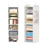 ALLTIDYUP Extra Tiefer Hängeorganizer für Schrank mit 6 Fächern und Mesh-Taschen – Stabiler, Platzsparender Kleiderschrank Organizer, Ideal für Studentenwohnheim und Wohnmobil – Weiß