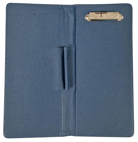 Acclaim Rigid Lawn Bowls Bowling Scorecard Holder Lightly Padded Plain Colour Metallic Finish 23 cm x 11 cm with Spring Clip & Pen Loop (Deep Blue) - Image 3