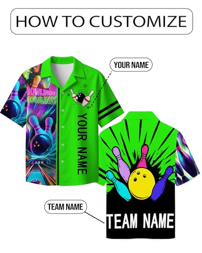 Custom Retro Bowling Shirts with Personalized Team & Player Name | Unisex Vintage Button Down Casual Shirts for Men & Women3