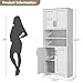 IDEALHOUSE Tall Bathroom Cabinet, Freestanding Bathroom Storage Cabinet with 4 Doors and Adjustable Shelves, 67