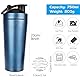 JOLIGAEA Edelstahl Protein Shaker, 750ml Shaker Eiweiß Sport Fitness, Doppelwandig, Vakuum Isoliert, Sport Fitness Protein Shaker Eiweiß mit Skala optimal für Eiweiß, Diät und Fitness Shakes, Blau