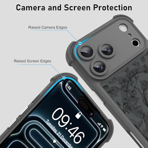 Coque iPhone 17 Pro Max compatible MagSafe fleur de sauge mate antichoc - 5