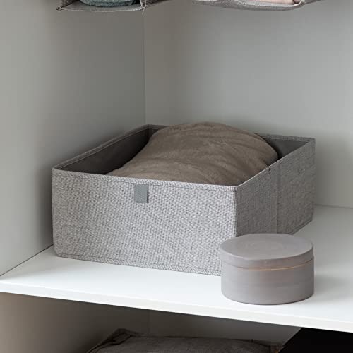 Compactor - Aufbewahrungsbox aus Oxford-Stoff Grau Größe L 56x36x16,5 cm - Faltbare Box mit Griff für Kleidung, Bettwäsche und Accessoires - Ordnungssystem für Schrank und Ankleidezimmer