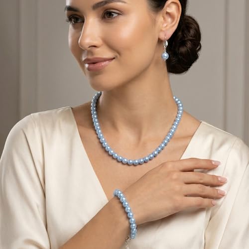 Image of JFL Combo Imitation 6mm Round Pearl Necklace Set Moti Mala Pearl Set With Earrings,Bracelet Handcrafted Jewellery for Less