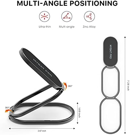 Miniatura 4 de MYBAT PRO Soporte de anillo para teléfono, soporte de dedo con rotación de 360, agarre trasero plegable para teléfono celular para escritorio,
