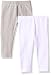 The Children's Place Baby Girls' Legging (Pack of 2), Grey/White, 6-9 Months