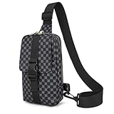 Long Keeper Bolso bandolera para mujeres y hombres, pequeño, de piel sintética, para el pecho, viajes, correr, ciclismo, mochila casual, Negro -, Talla única