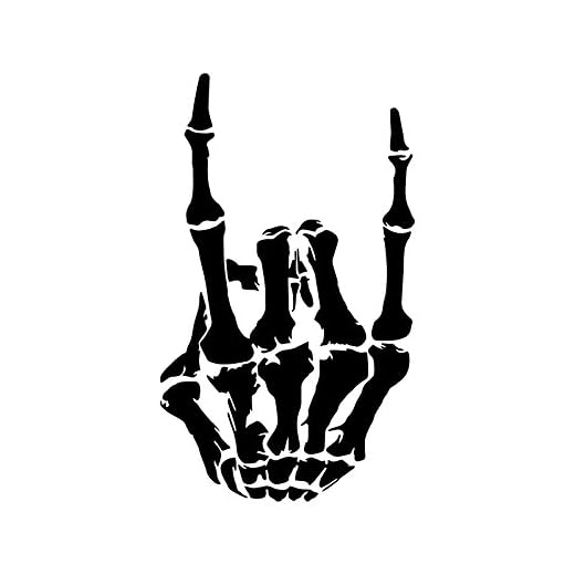 Bargain Max Decals Skeleton Devil Horns Hand Decal Notebook Car Laptop 5.5" (Black)