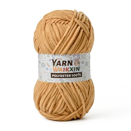 Image of Soft Chenille Yarn for Crocheting, Fluffy Chunky Crochet Yarn for Baby Blanket, (1.76oz /65.6yds) Fuzzy Velvet Yarn for Amigurumi&DIY Puzzle、Crafts、Scarf(Khaki)