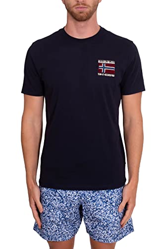 NAPAPIJRI - Camiseta para hombre con estampado de logotipo, turquesa, L