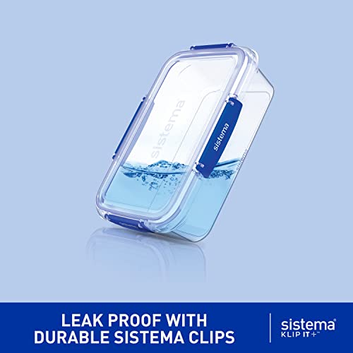 Sistema KLIP IT PLUS Food Storage Containers | 1 L | Leak-Proof, Stackable & Airtight Fridge/Freezer Containers with Lids | BPA-Free Plastic | Recyclable with TerraCycle® | 3 Count, Transparent