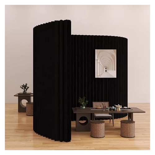 Expandable Black Room Divider Screen, Temporary Folding Partition Wall Panel,