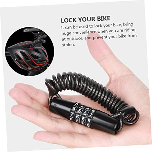 POPETPOP 3pcs Secure Bike Helmet Password Lock Cable Telescopic Lock for Outdoor Use Durable Scratch-Free