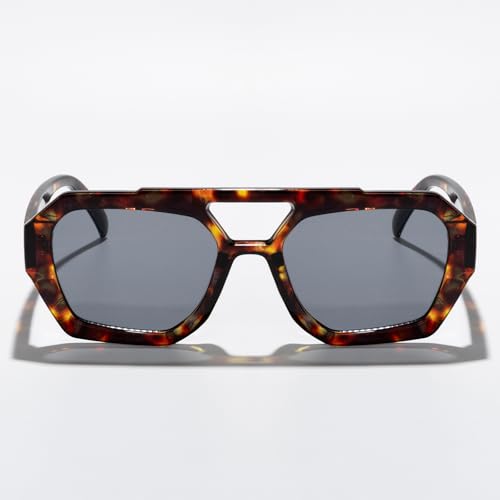 Fashion Aviator Sunglasses for Men Women Double Bridge Irregular Cut Edge Shades for Driving Travel Outdoor Activities UV4002