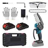 BIG RED ACP01R Torin 4" Mini Cordless Chainsaw: Portable Electric (Battery Powered) Handheld Chainsaw for Wood Cutting, Garden Pruning, Tree Pruning and Shrub Pruning, Blue