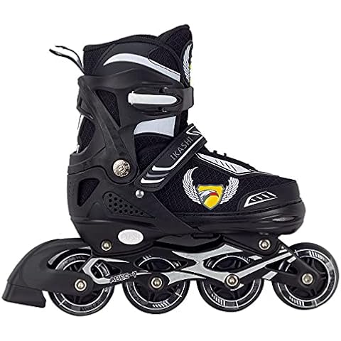 Sumeber Inline Skates Kids for Beginners Adjustable Size Roller Skates with Light Up Wheels, Outdoor Roller Blading for Kids Teens Adult (L(Youth 3-6), Black) Cover