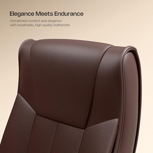 Image of Green Soul Kiev Orthopedic Boss Chair | Leatherette Office Chair | Ergonomic Executive Chair with Spacious Cushioned Seat | Heavy Duty Metal Base | Rocking Function (Brown)