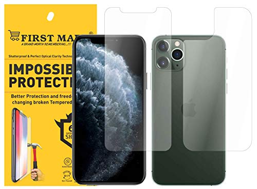 FIRST MART - A Brand Worth Remembering Screen Protector iPhone 11 Pro - Front and Back Guard Hammer Proof Impossible Fiber Film Full Flat Screen Tempered Glass Scratch Resistant Precisely Engineered Deal