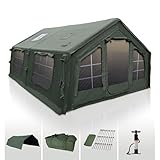 Coody 17.2 | Rbm Outdoors Koala 7 Inflatable Tents for Camping with Stove Jack, 2-10 Person Luxury Canvas Blow Up Tent, 2 Room, Easy Setup Large Inflatable House with Pump (Forest Green, Large)
