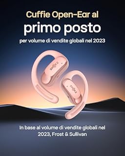 SHOKZ Cuffie Open-Ear OpenFit Air, auricolari Bluetooth wireless con microfono, con gancio auricolare Air, ricarica rapida, 28 ore di riproduzione, resistenza all'acqua IP54 per l'allenamento, Rosa