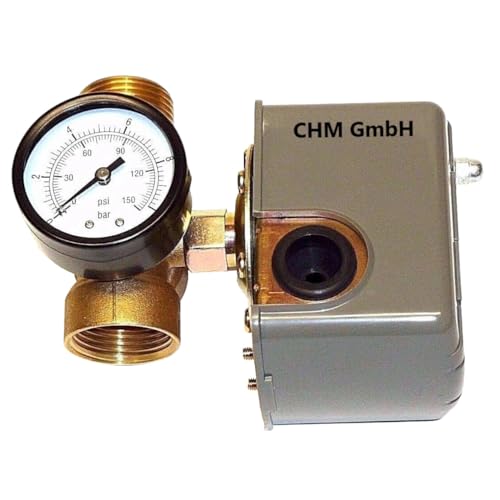 CHM GmbH Interruptor de presión para bomba de agua doméstica + distribuidor de 5 vías, regulador de presión para caldera de presión