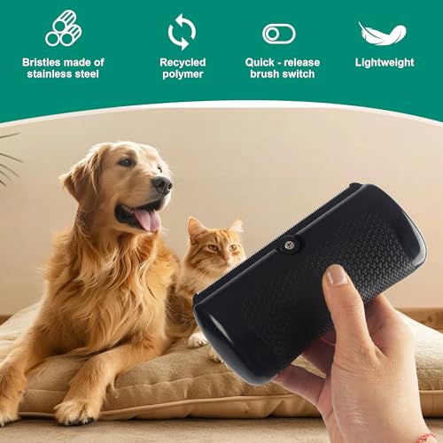 Fellwunder Bürste Hund, Pet Hair Removal Brush, Fur Wonder Brush Dog, Hundebürste, Tierhaarentferner Handschuh, Katzenbürste, Deshedding für Hunde und Katzen,Schwarz