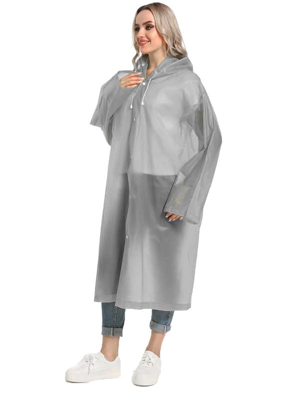 Image of OKARA EVA Waterproof Rain Coat Hooded Outdoor Water Resistant Suit Portable Men and Women