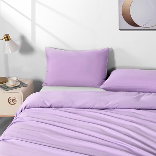 Image of 2 Pack Microfiber Zipper Pillowcases, Soft Comfortable Not Shrink Purple Pillow Case, Standard Pillow Cases Set of 2 (20x26 Inches)
