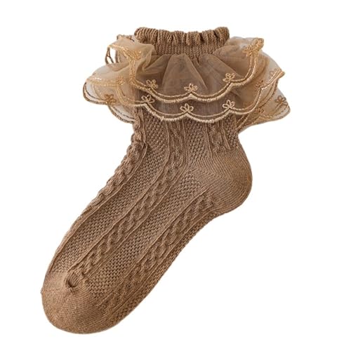 Ruffle Socks 6 Pair Summer Girls Ruffle Frilly Kids Cotton Socks(Color E,M 4-6Years)