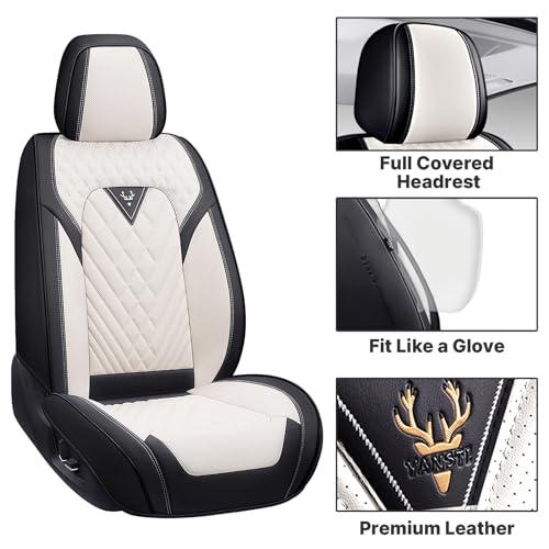 Image of Front Seat Covers for Ford Transit 150 /250 /350 Van 2015-2026,Cream White