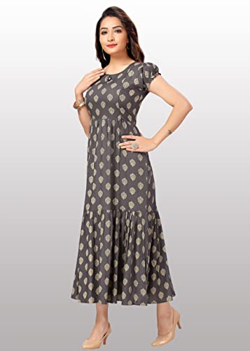 Image of CEE 18 Women's Cotton A-Line Maternity Feeding Kurti with Zippers (Evening Grey, Large)