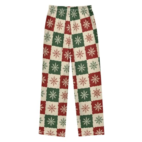 Christmas Pajama Pants Pattern Red Green White Snowflake Long Sleep Pants Lounge Bottoms2