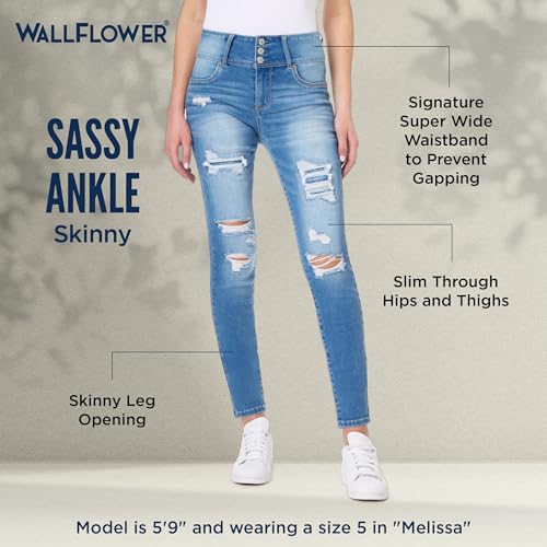 WallFlower Womens Sassy Ankle Skinny High-Rise Insta Soft Juniors Jeans4