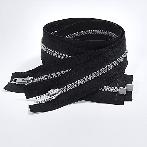 Lot de 2 Fermeture Éclair en Plastique (Mesurer 60cm, nº5), Fermetures Éclair Pour Couture, Noir, (60cm, 332) Cover