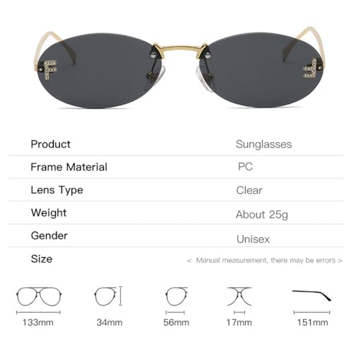 CGZWFERA-Sunglasses Women Cat Eye Small Sun Glasses Men Rimless Eyewear Retro Letter Oval Sun Glasses UV4003