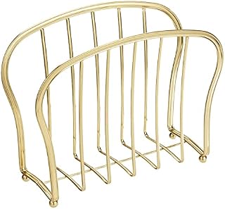 mDesign Magazine Holder - Elegant Metal Magazine Organiser for Bathrooms or Offices - Office Storage for Books, Tablets, and Newspapers - Silver